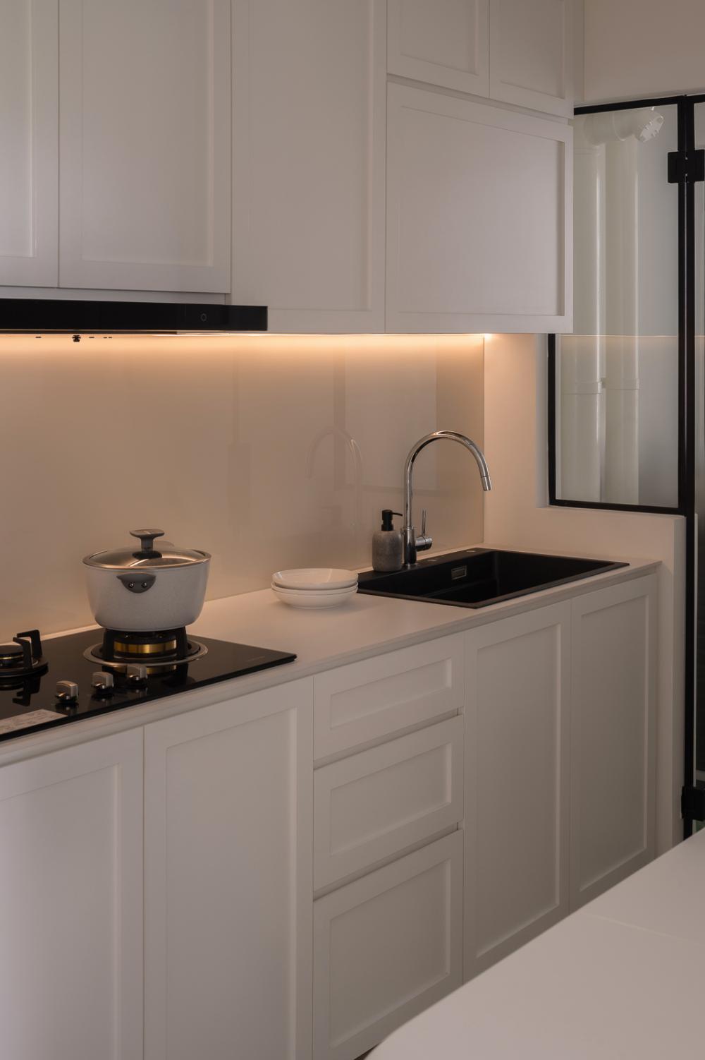 Scandinavian Kitchen with Countertop and Cupboard