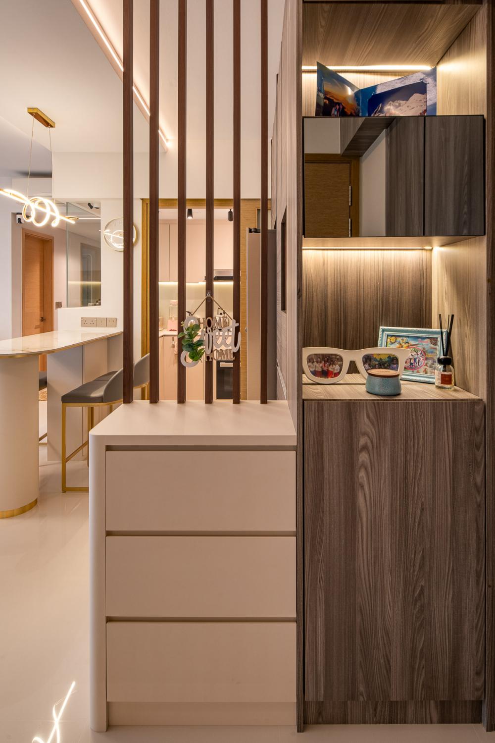 Contemporary Entryway with Seating Bench and Shoe Rack