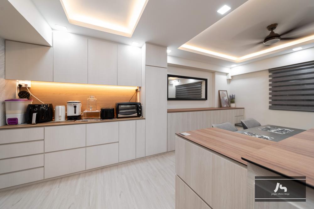 Scandinavian Dining Room with Wardrobe and Storage Cabinets