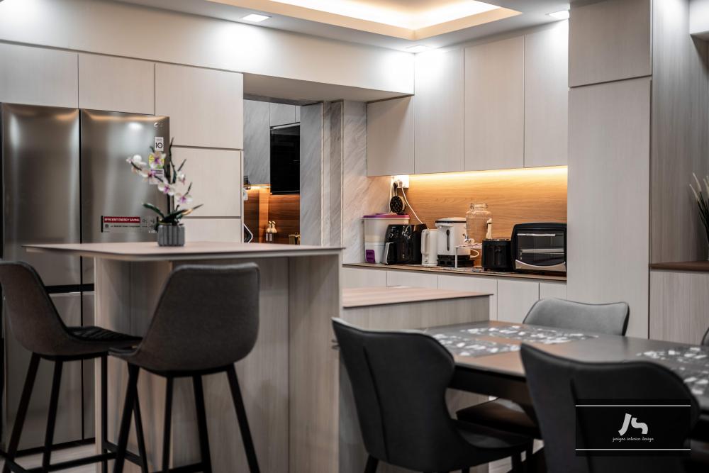 Scandinavian Kitchen with Countertop and Kitchen Island
