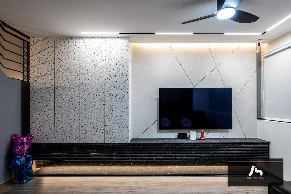 Modern Living Room with TV Console and Feature Wall