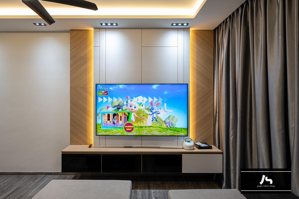 Modern Living Room with TV Console and Feature Wall