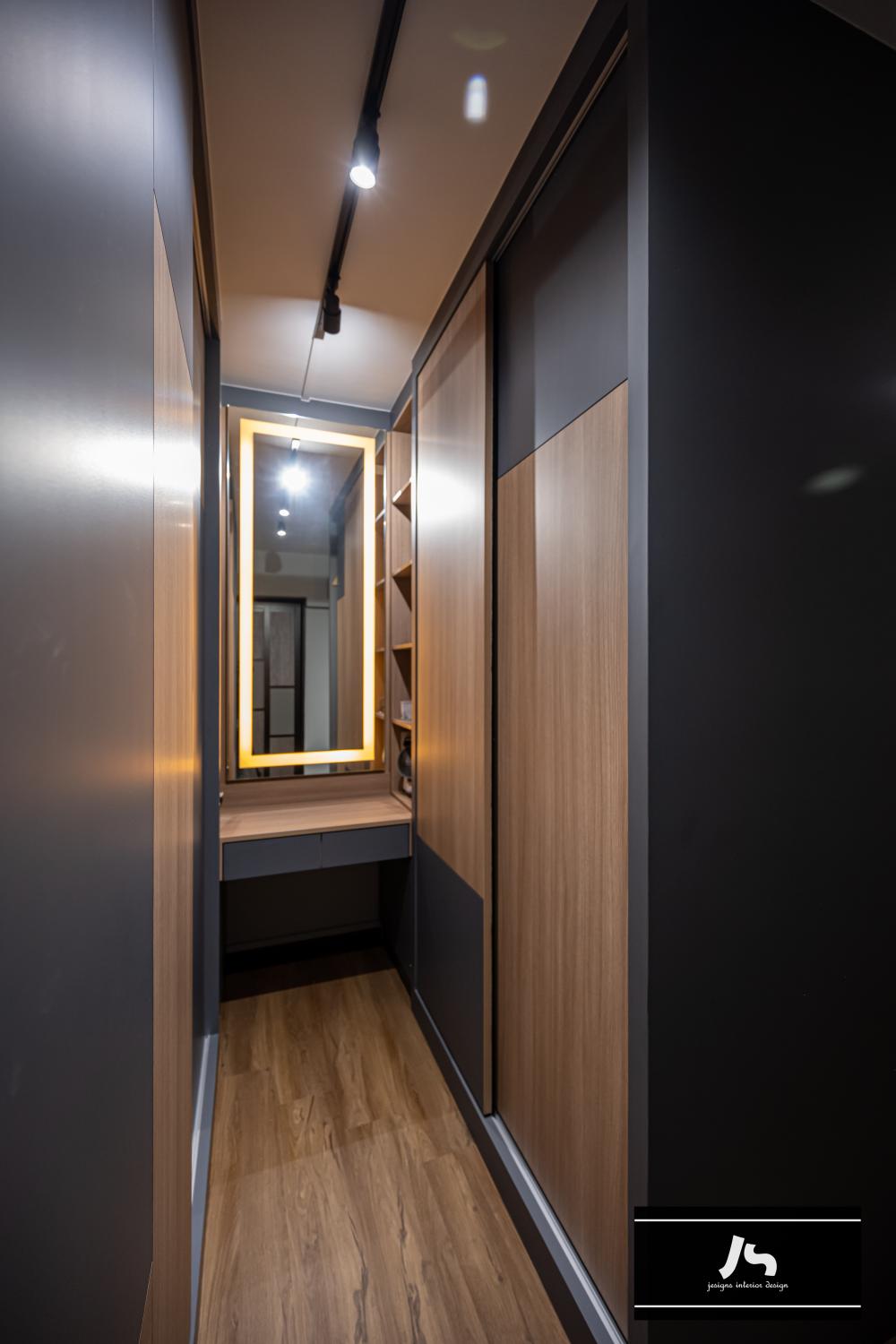 Modern Bedroom with Drop Light and Wardrobe