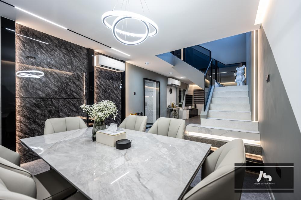 Modern Dining Room with Dining Table and Lighting