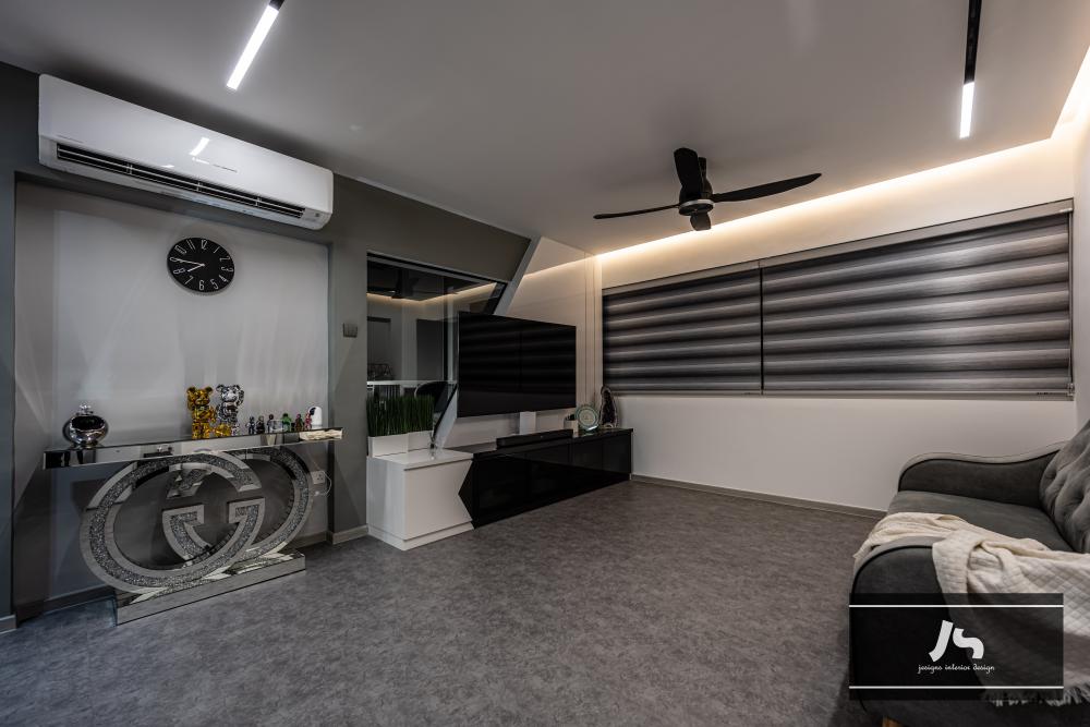 Modern Living Room with TV Console and Feature Wall
