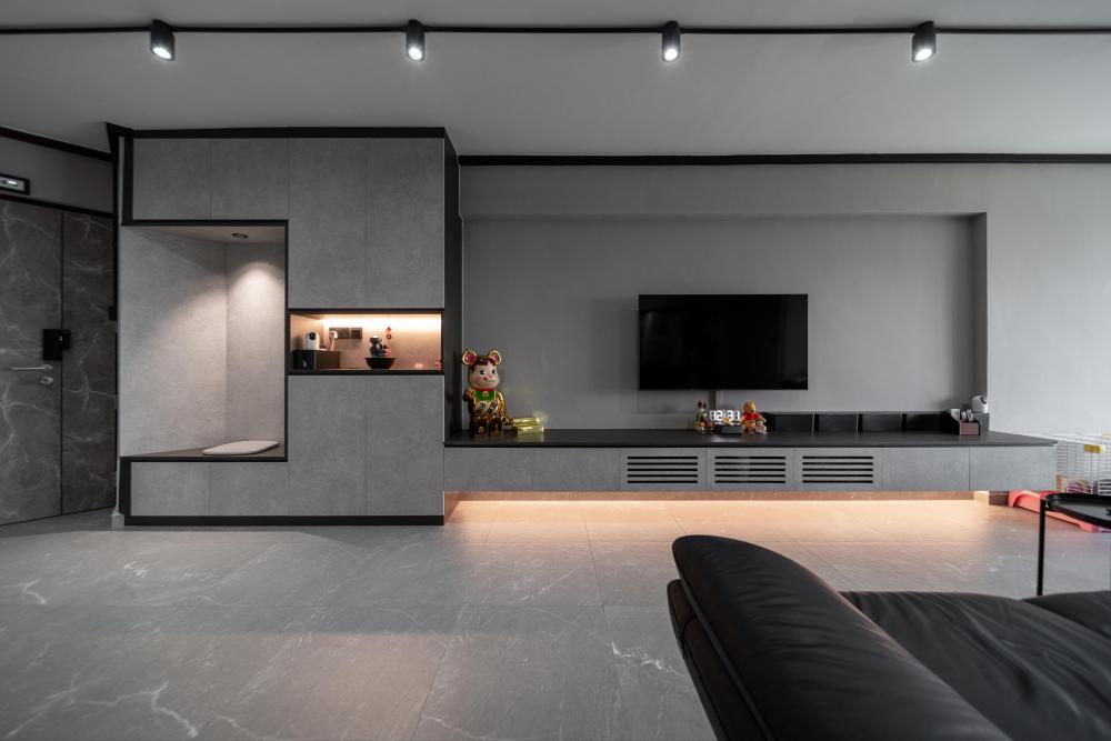 Industrial Living Room with Settee and Feature Wall