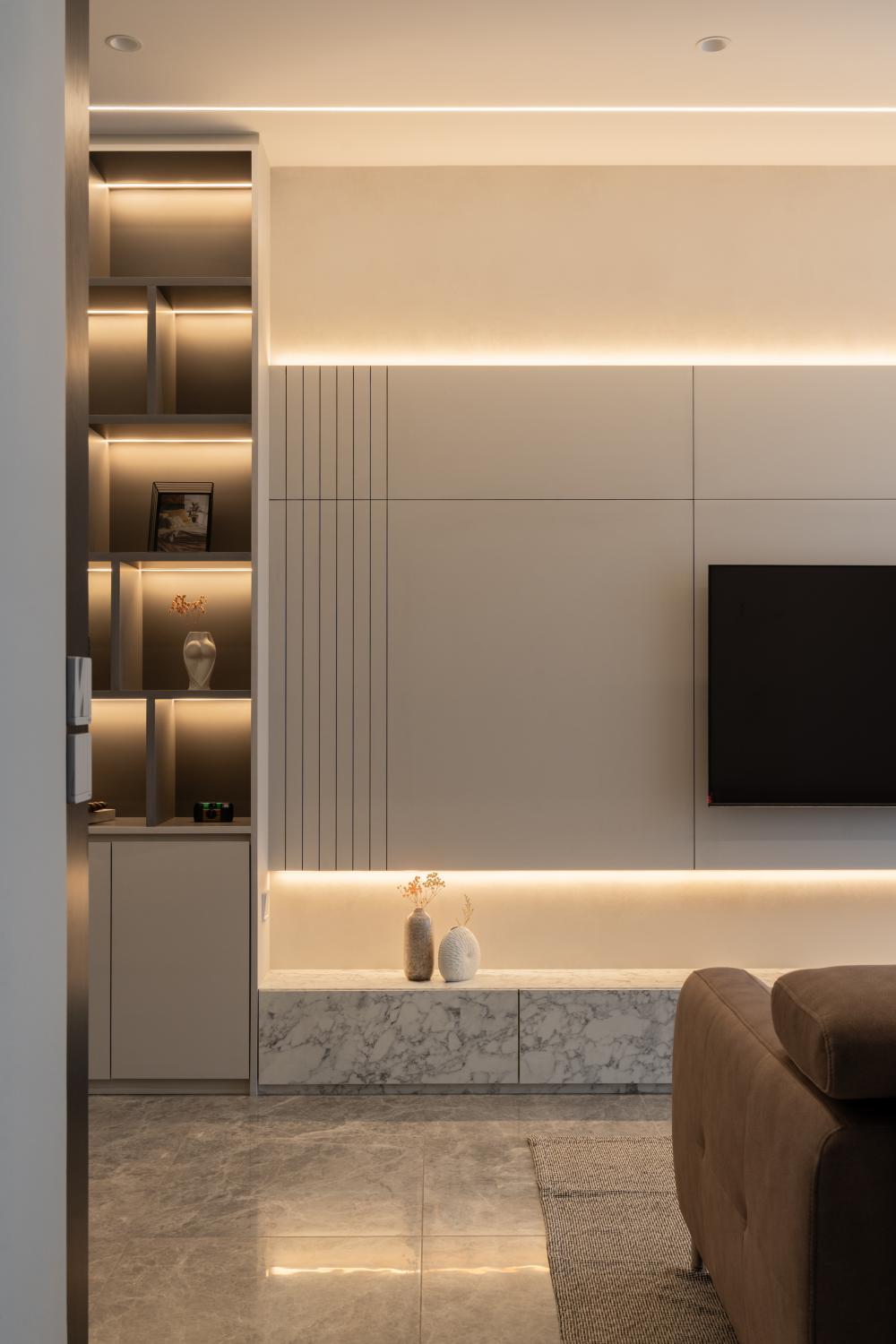 Modern Living Room with Feature Wall and Sofa