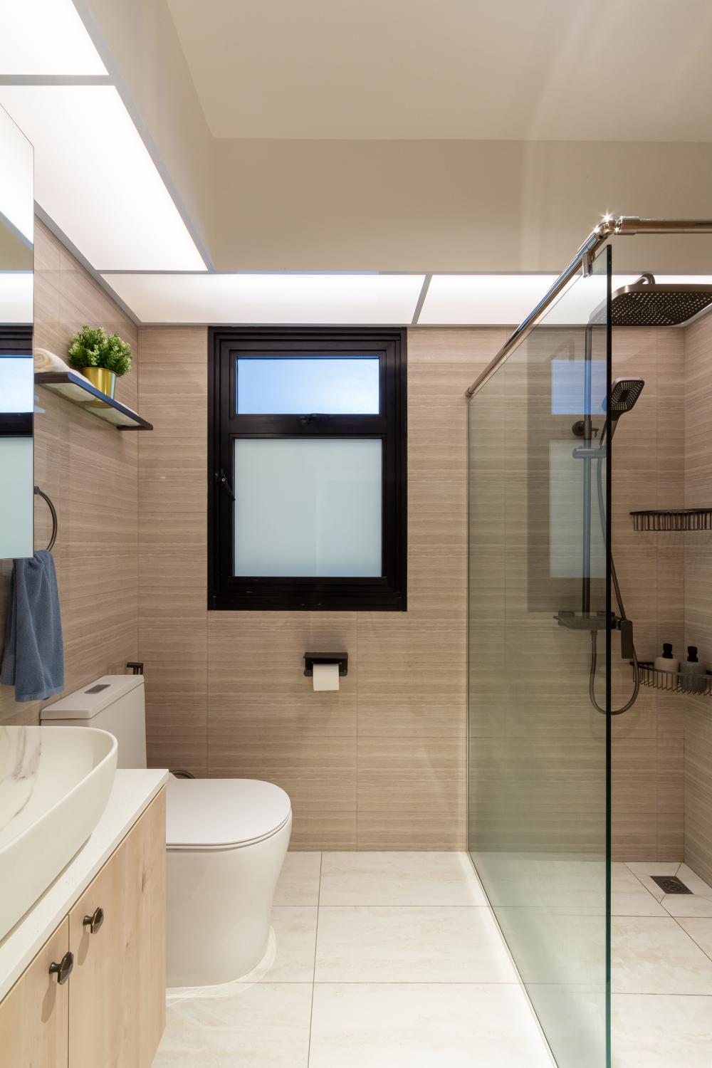 Vintage Bathroom with Toilet Bowl and Houseplants