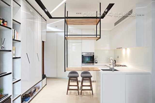 Modern Living Room with Cement Floor and TV Console