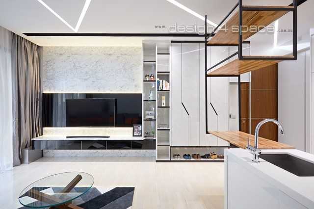 Modern Living Room with TV Console and Sofa