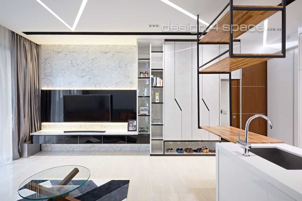 Modern Living Room with TV Console and Feature Wall