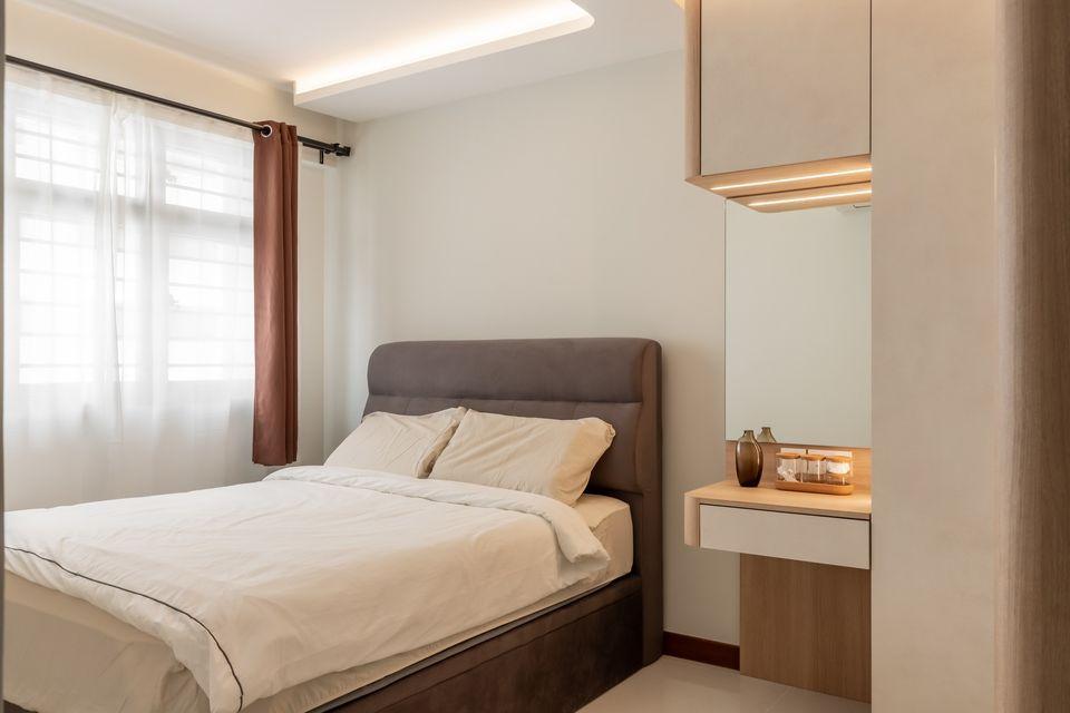 Contemporary Bedroom with Wardrobe and Bed