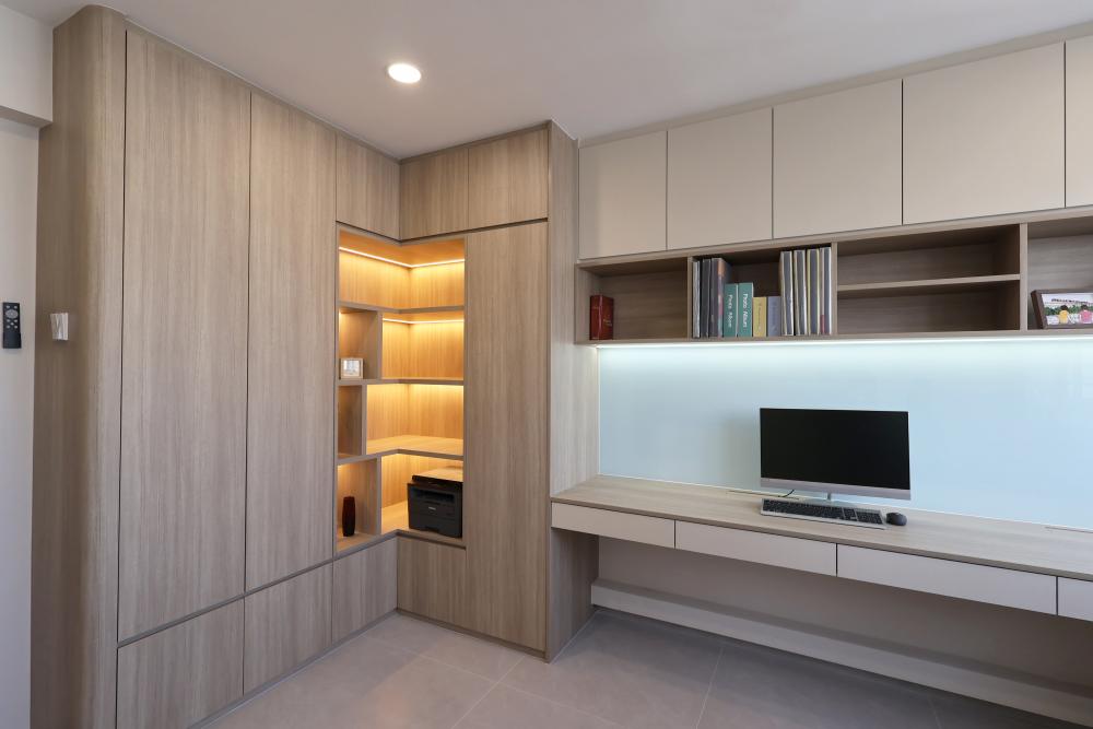 Contemporary Study with Desk and Desk Chairs