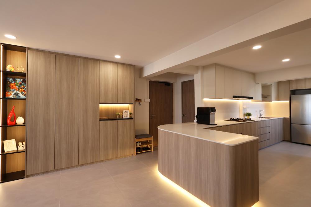 Contemporary Living Room with TV Console and Ceiling Light