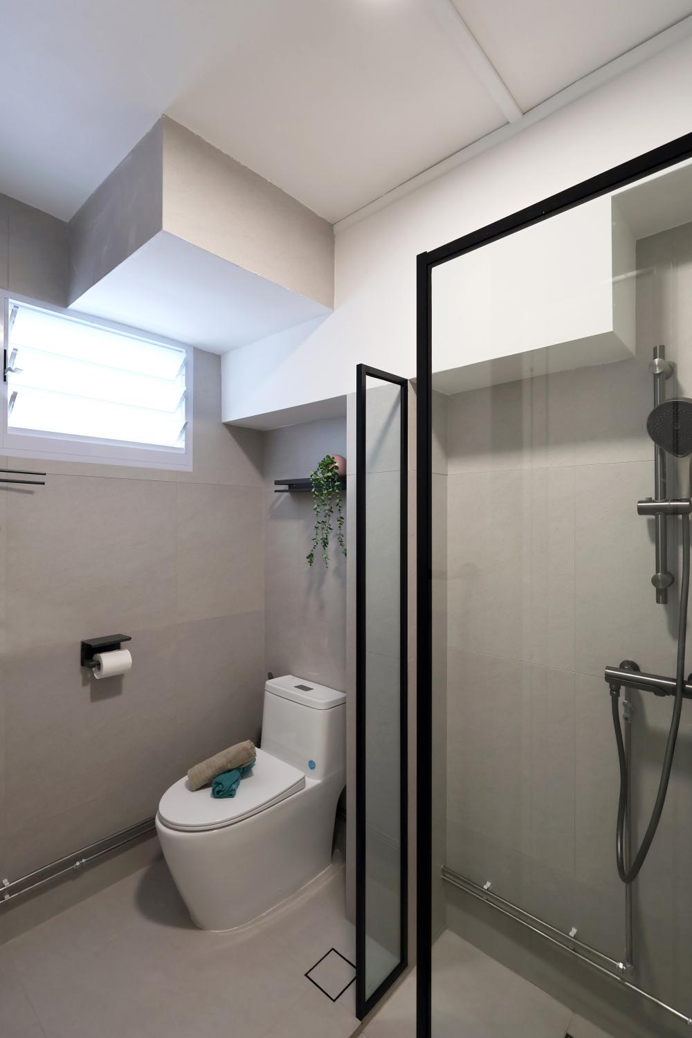 Contemporary Bathroom with Mirror and Shower Screen