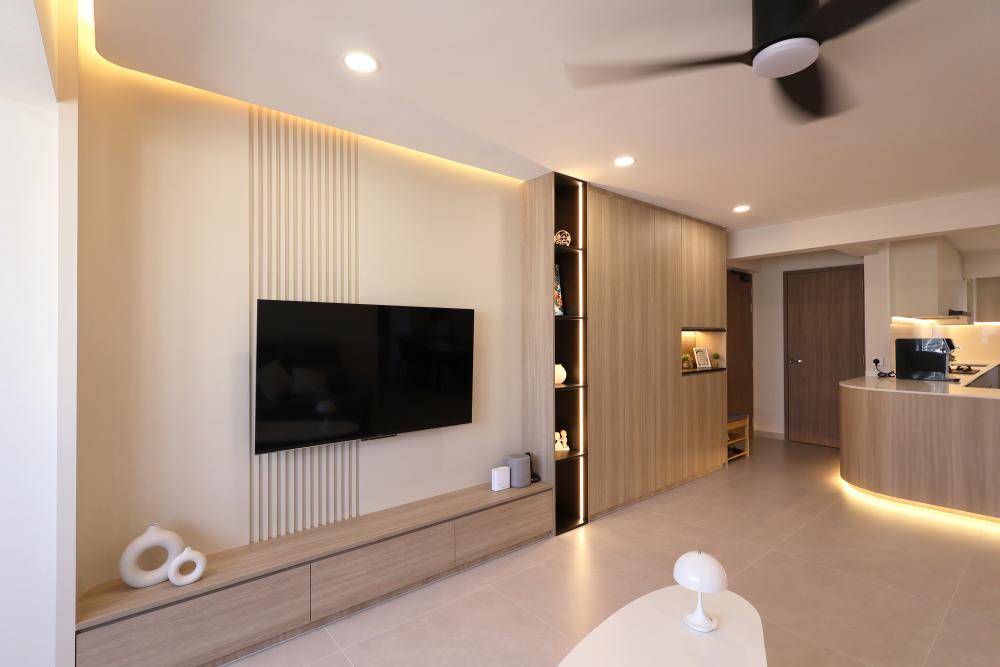 Contemporary Living Room with TV Console and Sofa