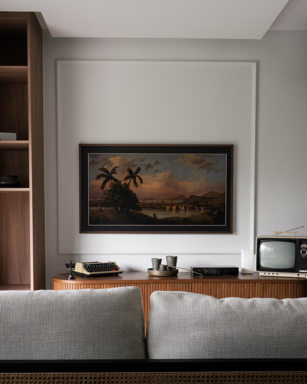 Vintage Living Room with TV Console and Sofa