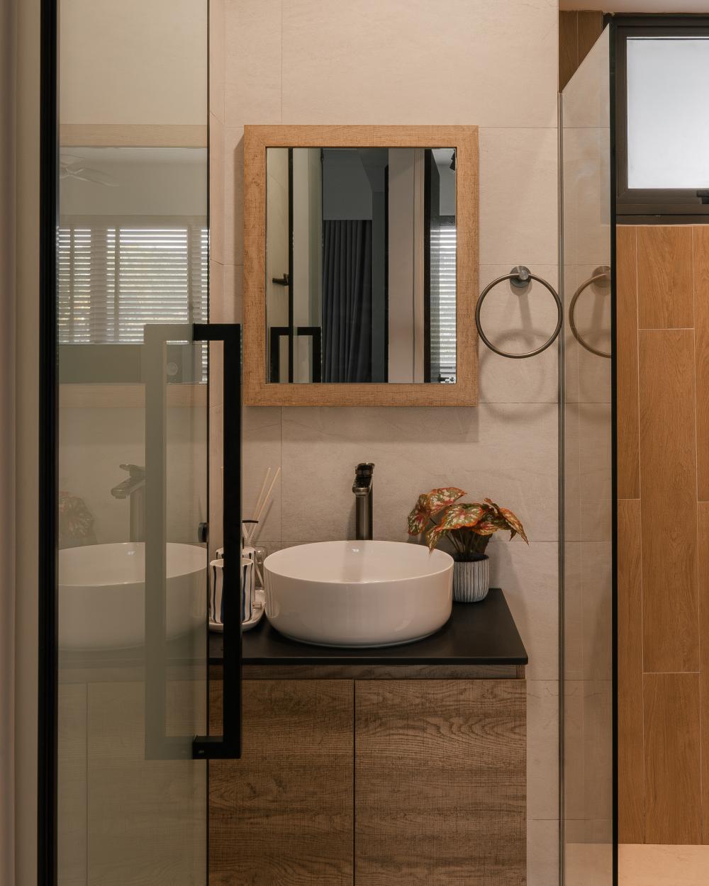 Vintage Bathroom with Countertop and Mirror