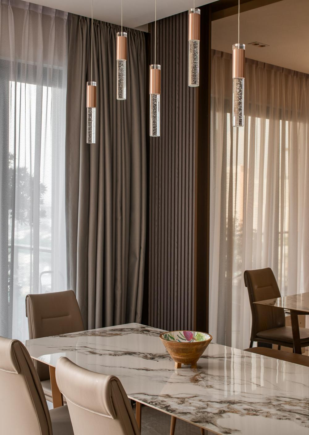 Contemporary Dining Room with Cove Lighting and Ceiling Light