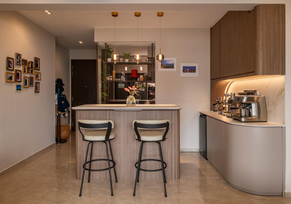 Contemporary Dining Room with Cove Lighting and Drop Ceiling