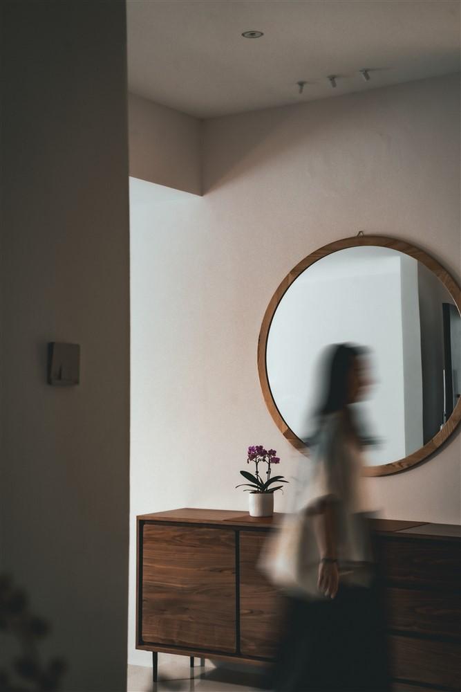 Contemporary Entryway with Mirror and Console Table