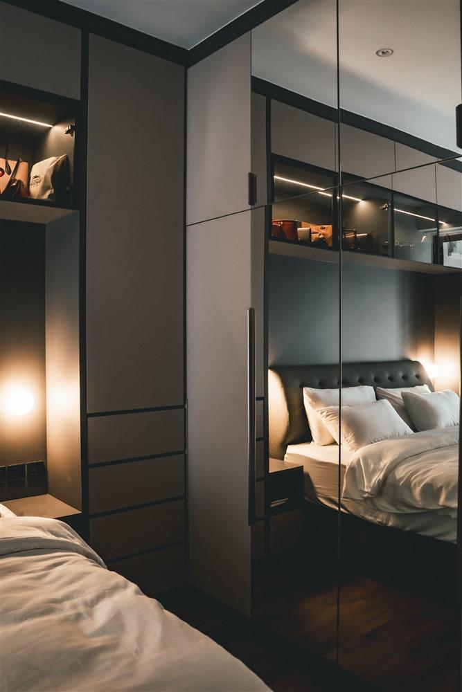 Contemporary Bedroom with Parquet Floor and Wardrobe