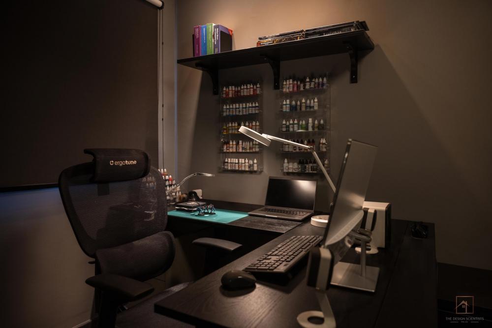 Contemporary Study with Bookshelf and Downlights
