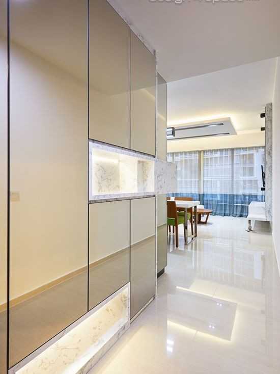Contemporary Entryway with Mirror and Seating Bench