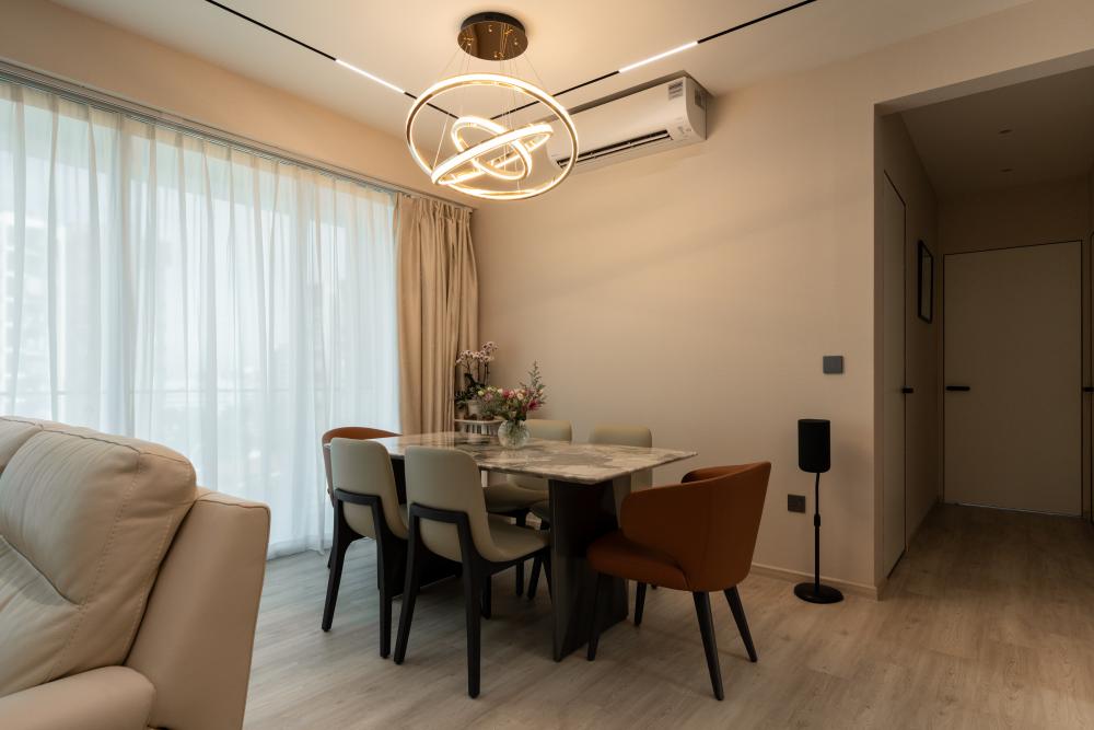 Contemporary Dining Room with Sofa and Dining Table