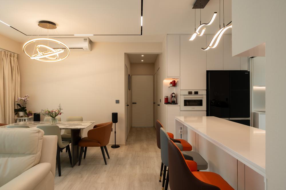 Contemporary Kitchen with Vinyl Flooring and Kitchen Window
