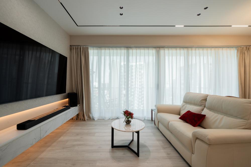 Contemporary Living Room with TV Console and Sofa
