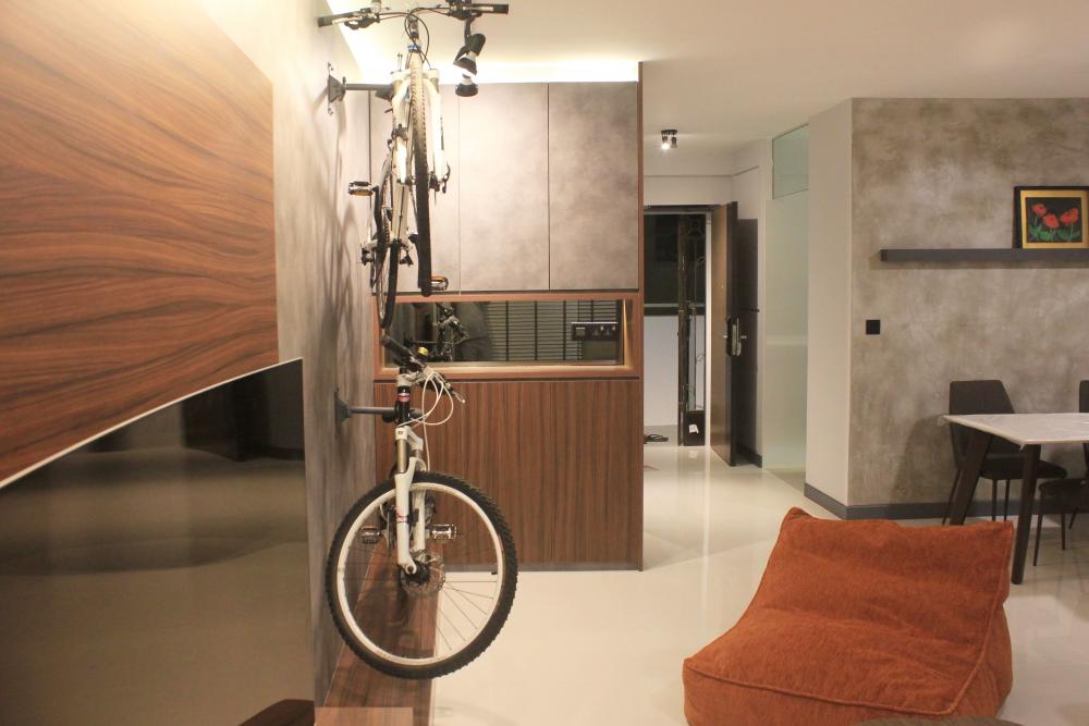 Modern Entryway with Mirror and Seating Bench
