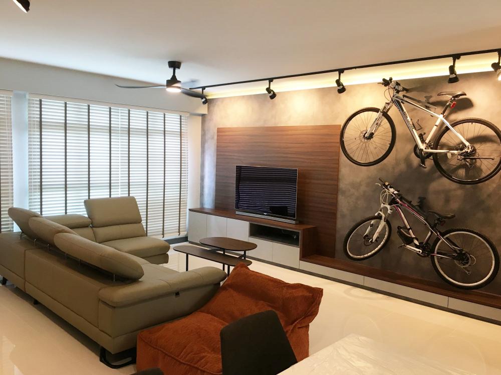 Modern Living Room with TV Console and Feature Wall