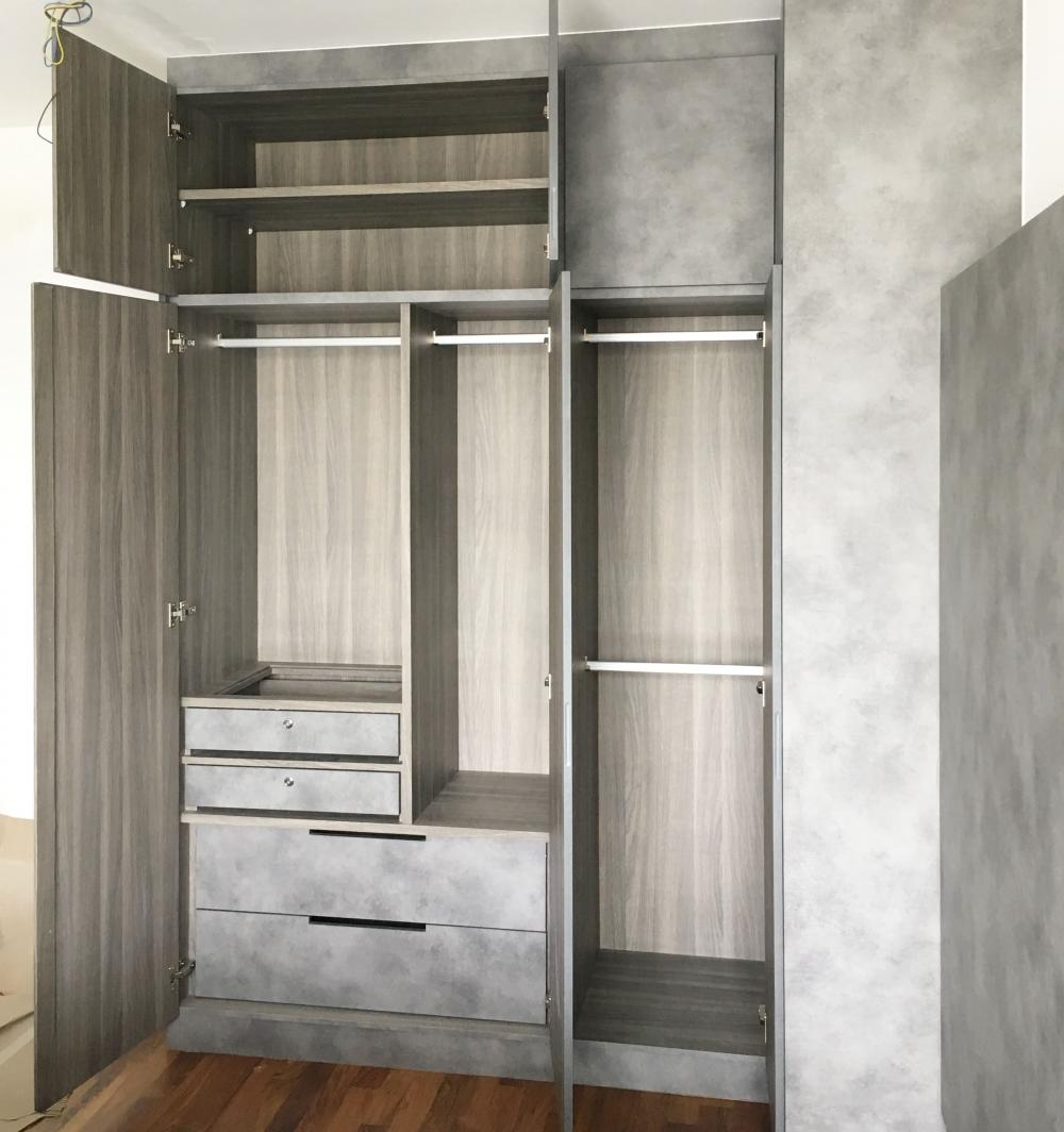 Modern Bedroom with Vinyl Flooring and Wood Flooring