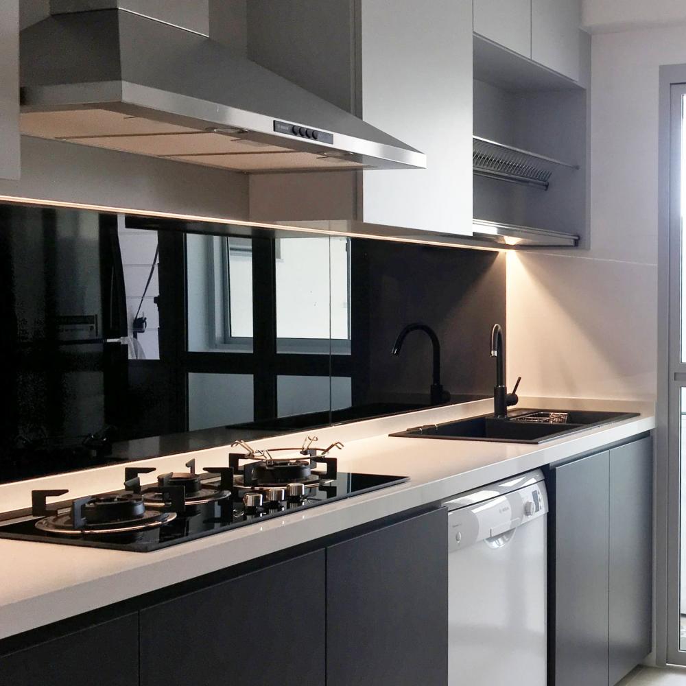 Modern Kitchen with Countertop and Kitchen Window