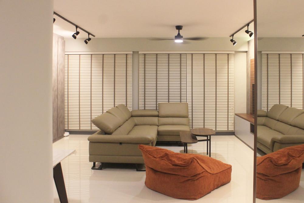 Modern Living Room with TV Console and Feature Wall