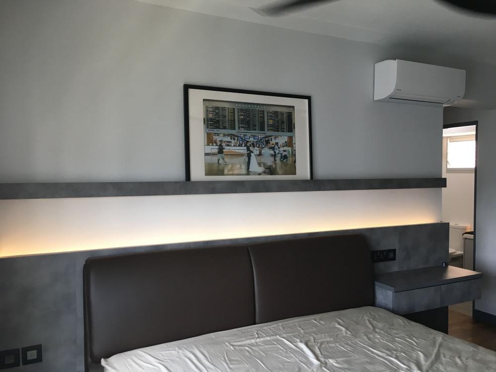 Modern Bedroom with Wood Flooring and Queen Bed