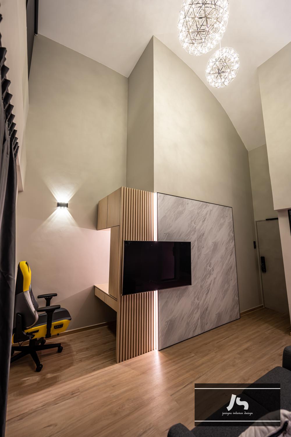 Modern Bedroom with Bookshelf and Closet