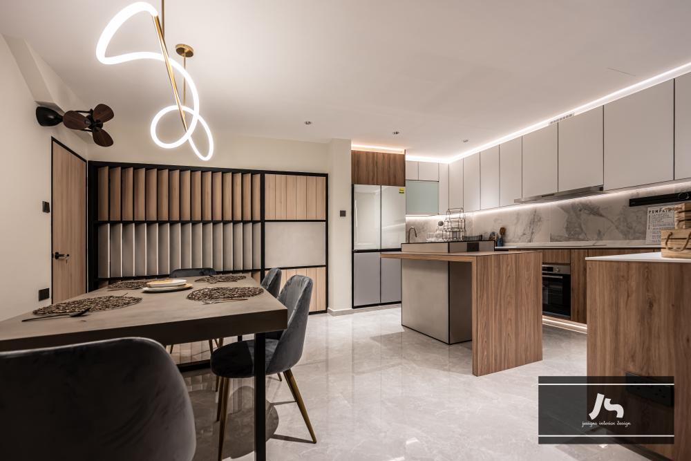 Modern Dining Room with Cove Lighting and Ceiling Light
