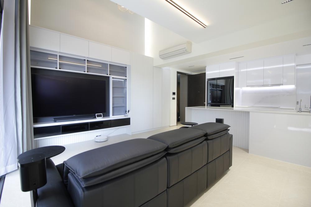 Modern Living Room with TV Console and Feature Wall