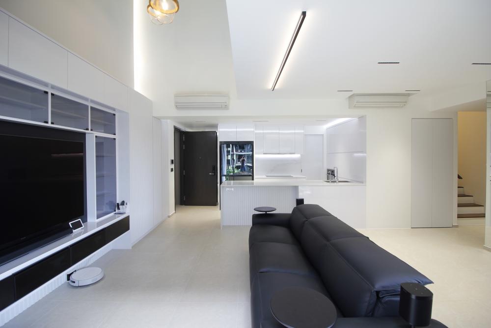 Modern Living Room with TV Console and Feature Wall