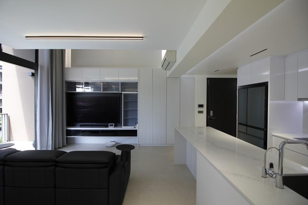 Modern Living Room with TV Console and Feature Wall