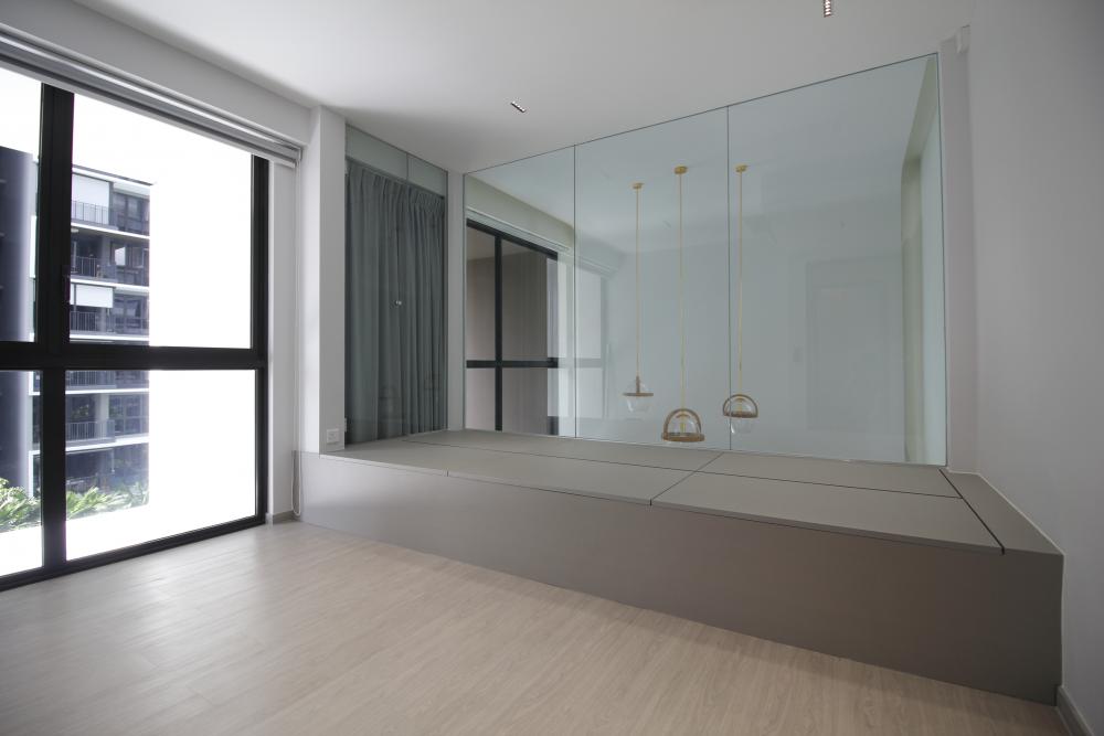 Modern Bedroom with Vinyl Flooring and Wood Flooring