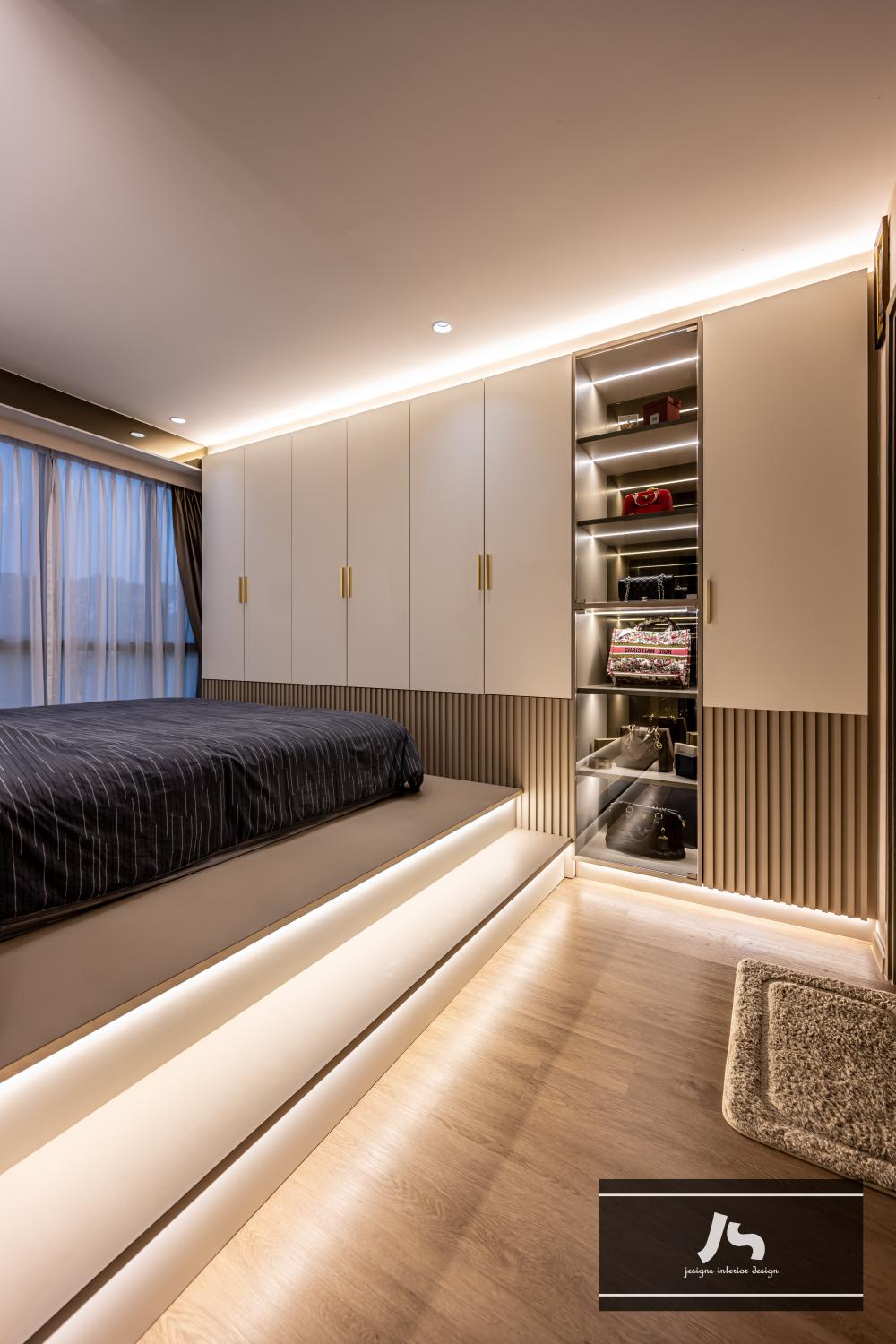 Modern Bedroom with Cove Lighting and Ceiling Light