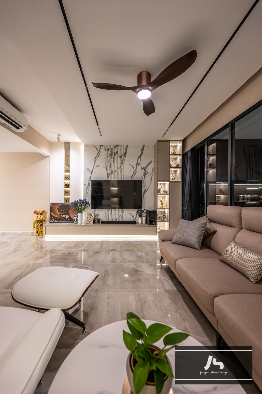 Modern Living Room with TV Console and Feature Wall
