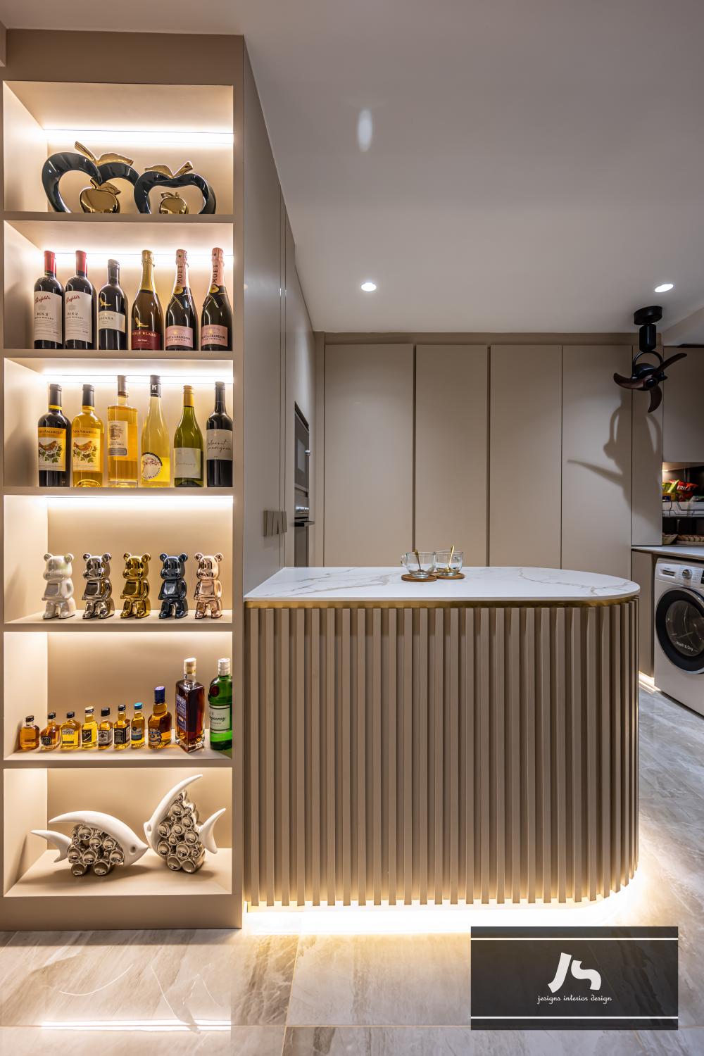 Modern Kitchen with Countertop and Kitchen Island