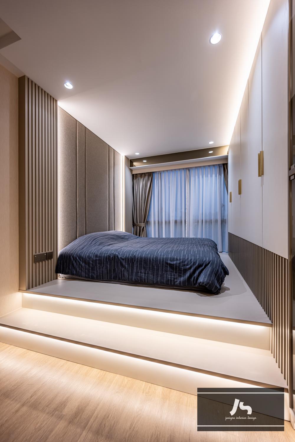 Modern Bedroom with Cove Lighting and Ceiling Light