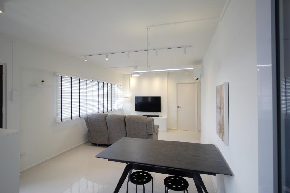 Contemporary Living Room with TV Console and Feature Wall