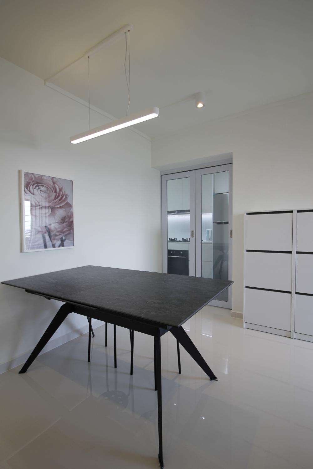 Contemporary Dining Room with Dining Table and Dining Chairs