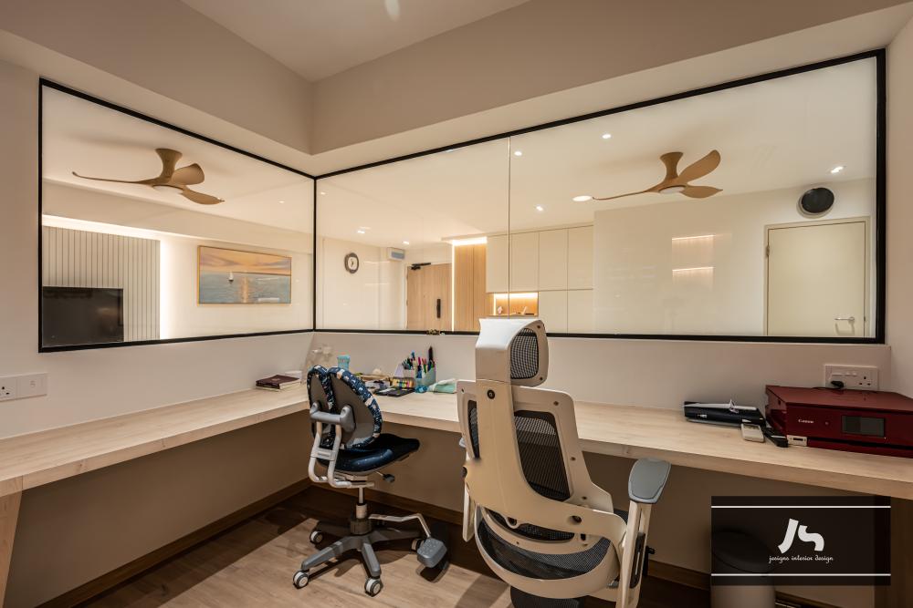 Country Workstation with Bookshelf and Console Table
